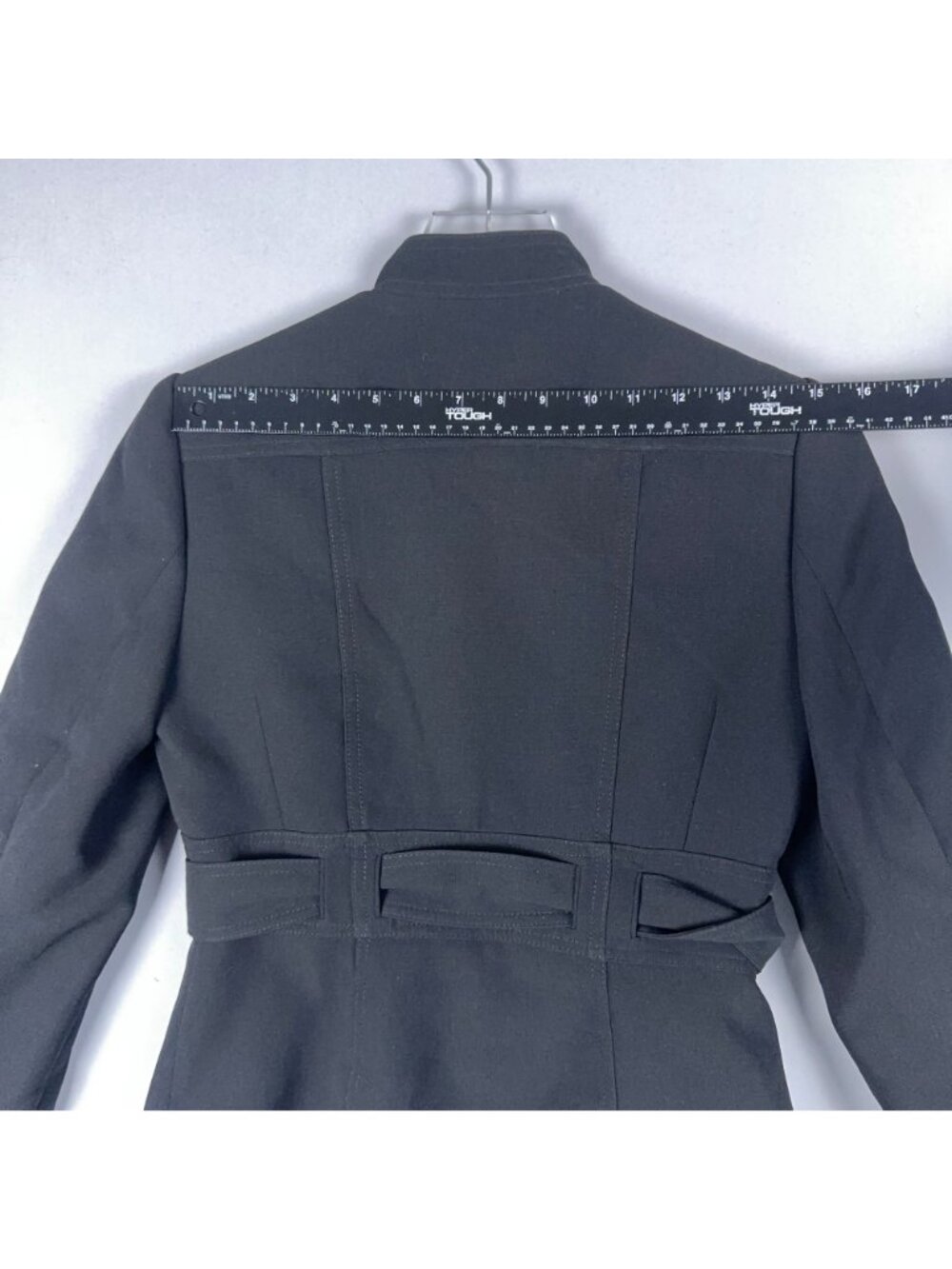 Calvin Klein Blazer Jacket Womens Size 4 Black Belted Button-Front Office Wear - Picture 9 of 12